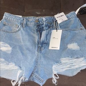 Forever 21 denim high waisted ripped shorts